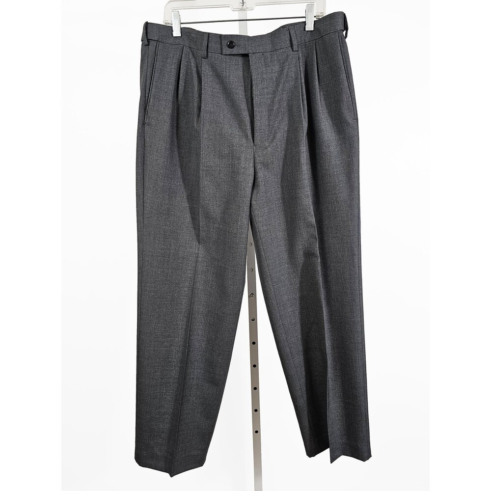 Louis Raphael Luxe Size 34 Gray Merino Worsted Wool Front Pleat Pants Trousers